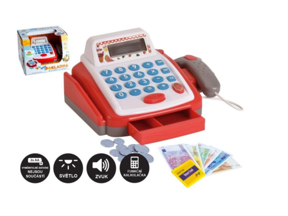 Dětská digitální pokladna s doplňky na baterie se zvukem se světlem