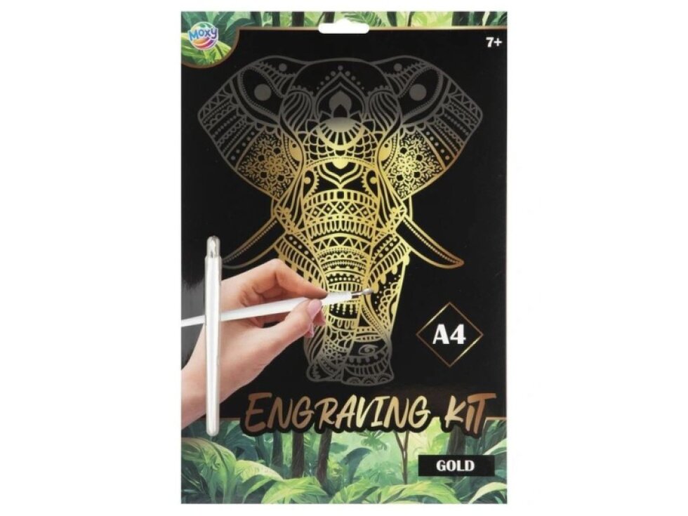 Škrabací obrázek zlatý, A4 - slon