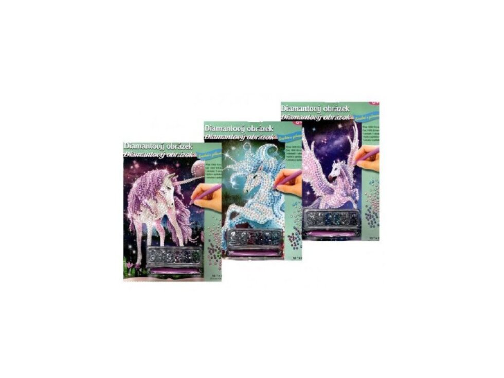 Diamantový obrázek Jednorožec 20,5x25,5cm s doplňky - MIX