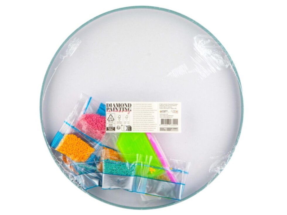 Kreativní sada diamantové malování mandala - květina zelená na kulatém plátně 30cm