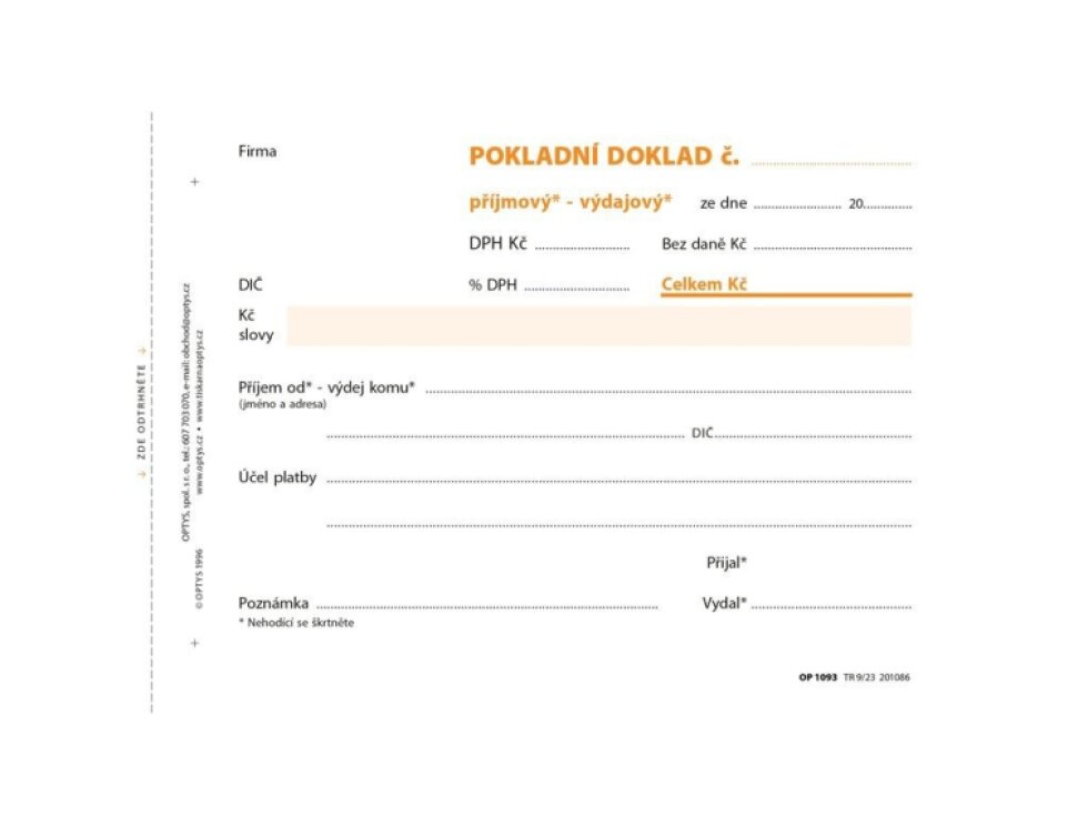 Všeobecný pokladní doklad A6 NCR - OP 1093