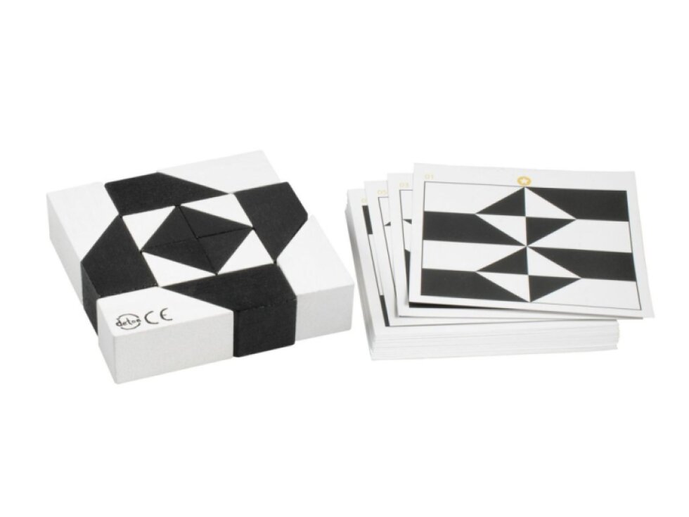 Hlavolam černobílý tangram dřevěný