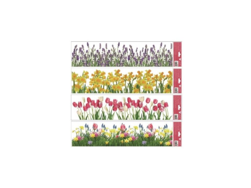 Okenní fólie - pruh - květiny - 64 x 15 cm