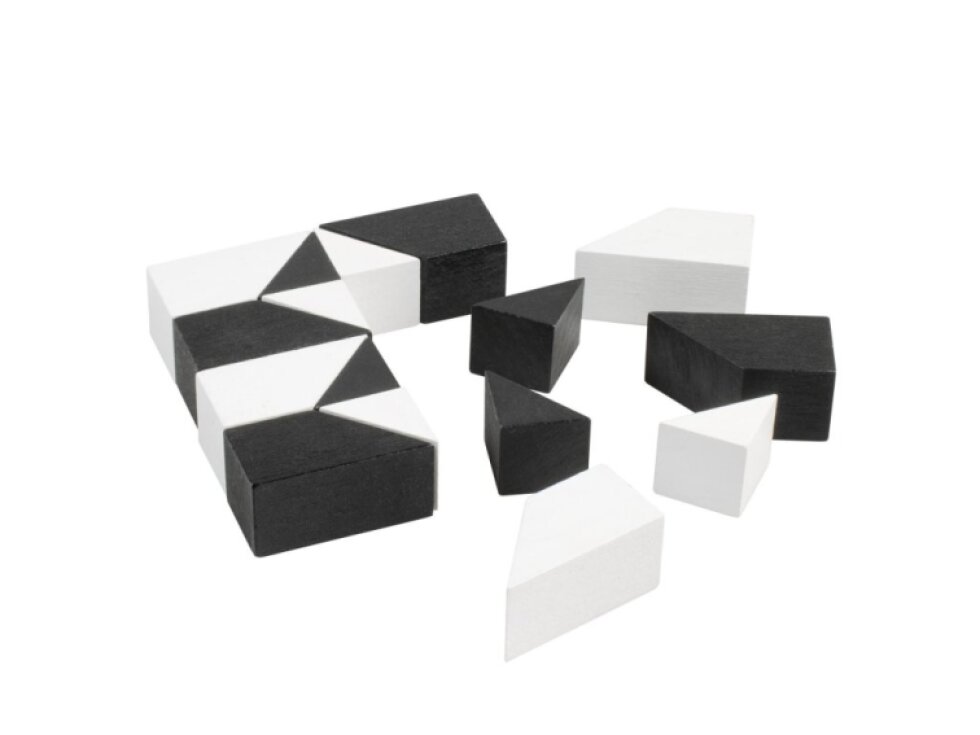 Hlavolam černobílý tangram dřevěný