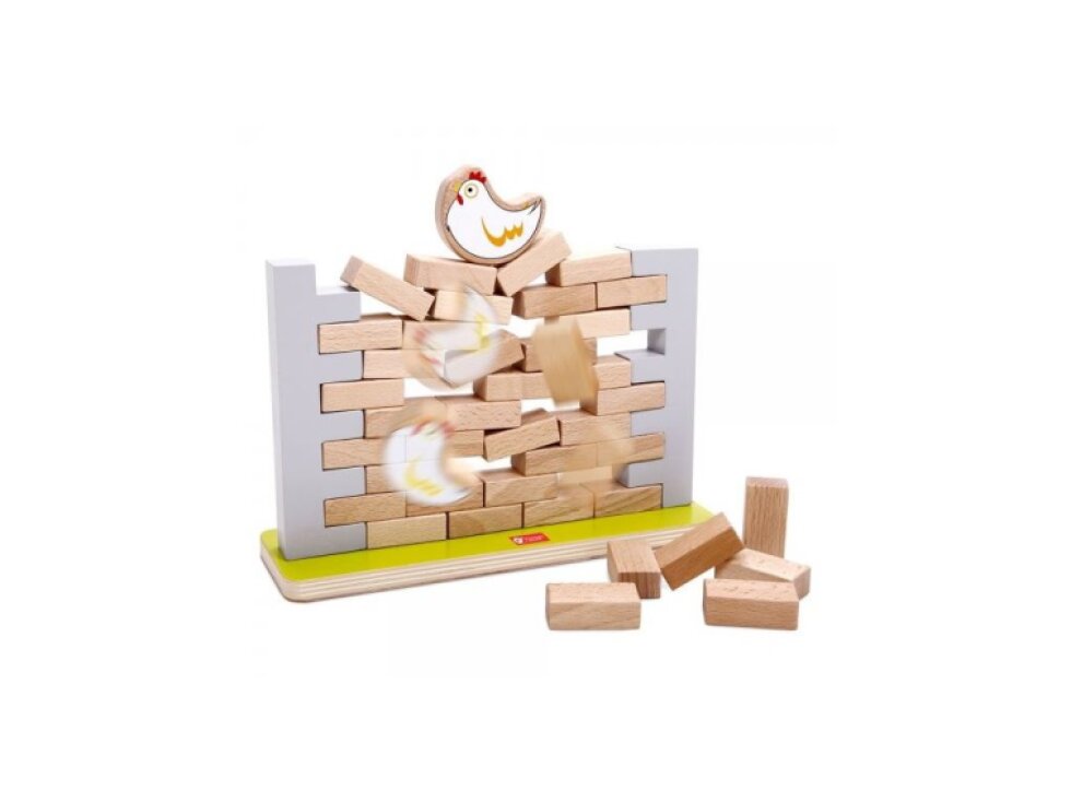 Skládanka stavebnice cihlová zeď dřevo 44ks