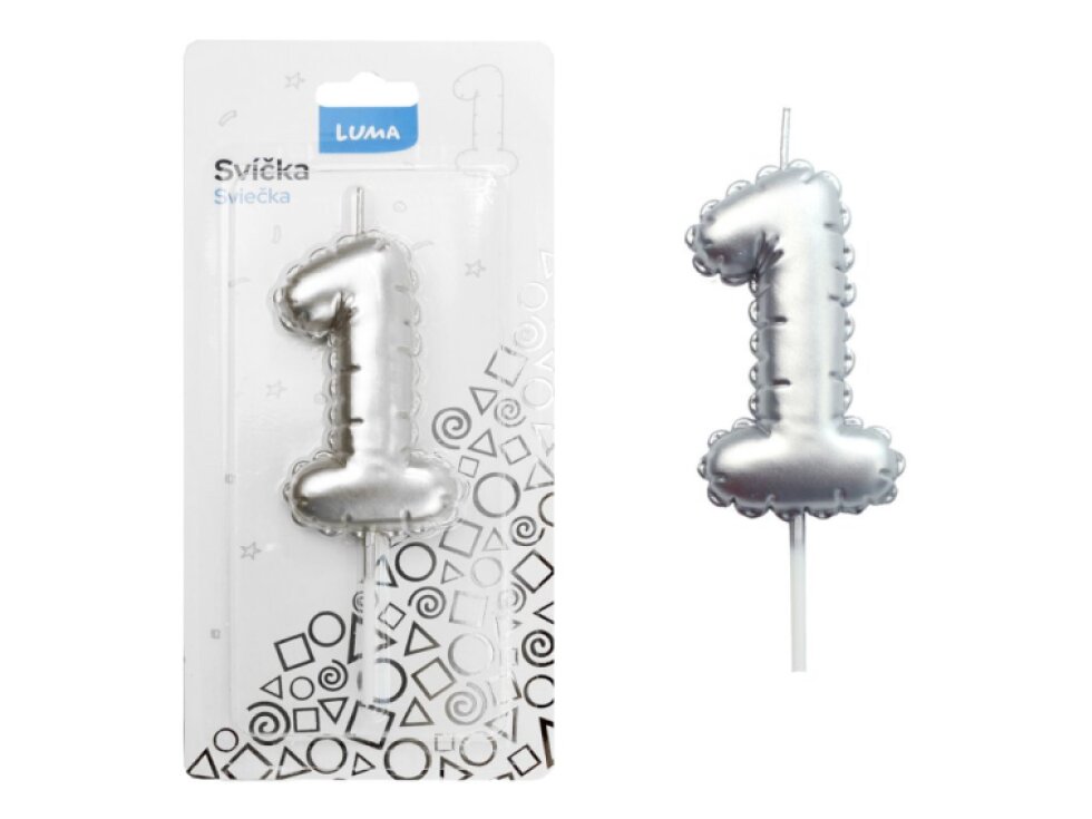 Svíčka č. 1 balónek STŘÍBRNÝ