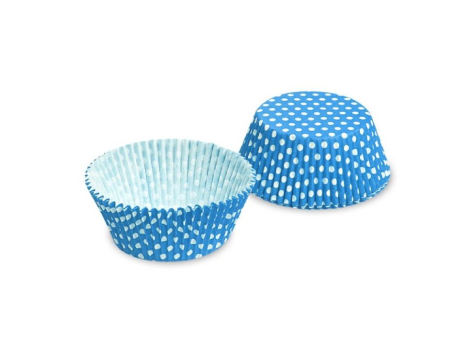 Cukrářské košíčky - modré s puntíky - 50x30 mm - 40 ks