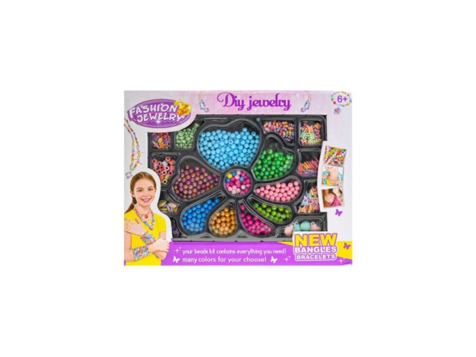 Korálky barevné navlékací výroba dětské bižuterie v krabičce