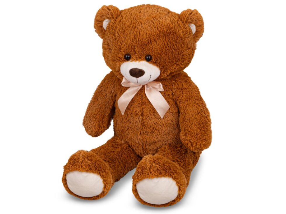 Plush Friends - Medvěd plyšový 80cm, tmavě hnědý s mašlí 0m+