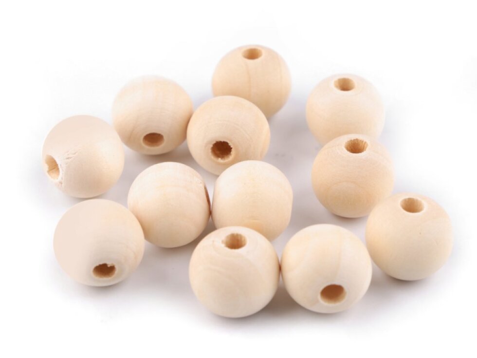Dřevěné korálky nelakované - 5ks