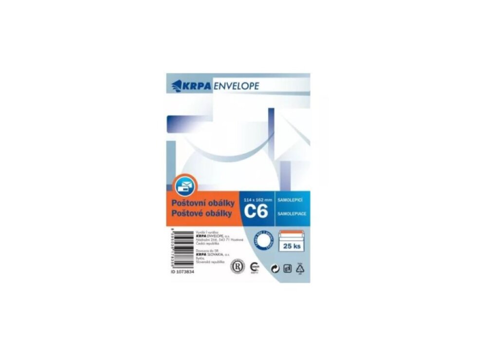 Obálka C6 samolepicí 25 ks