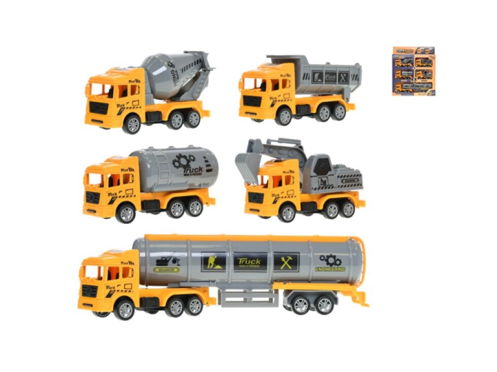 Vozidla stavební 11-23,5cm zpětný chod 5ks