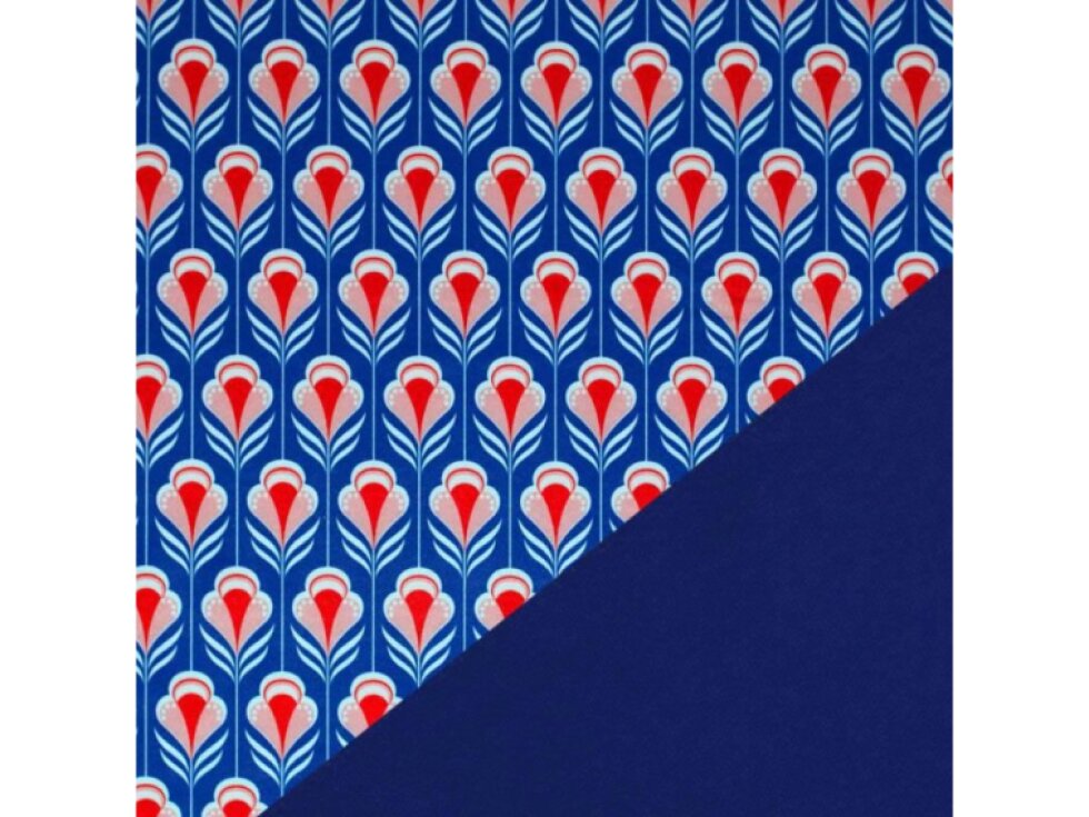 Zimní softshell 10/3 - Retro květy červeno-modrá