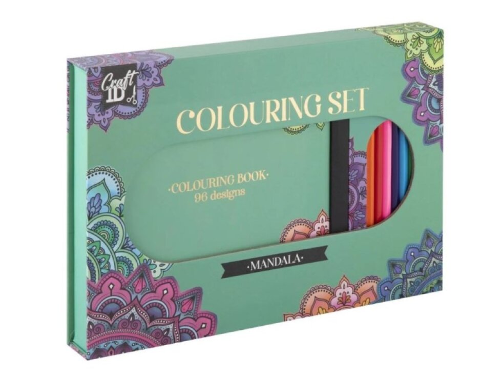 Omalovánková kniha s pastelkami - mandala