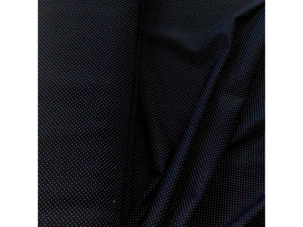 Viskózový úplet - Bílé puntíky na tm. modré