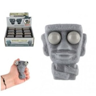 Kamenná hlava mačkací antistresová guma 8cm