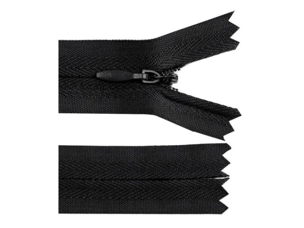 Spirálový zip skrytý 3mm, černá