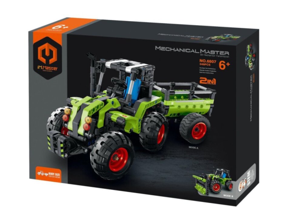 Stavebnice iM.MASTER traktor/traktor s valníkem 2v1 plast 346 dílků