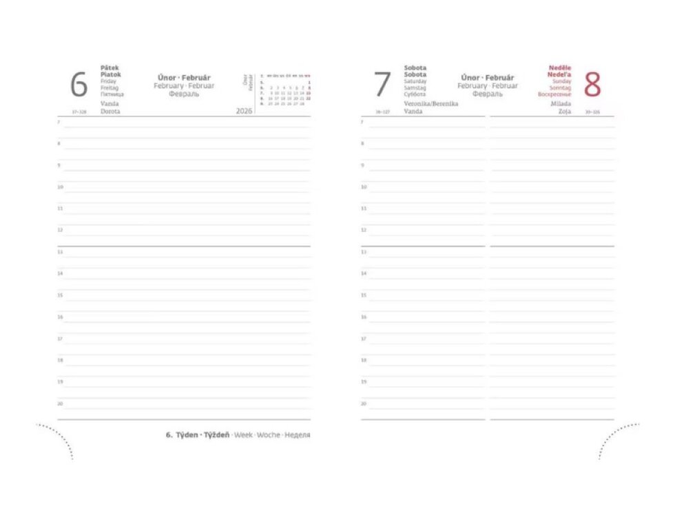 Denní diář B6 Print Pop světle modrý