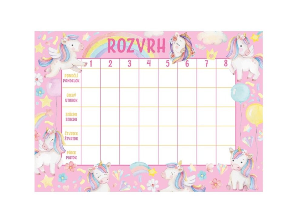Rozvrh hodin - Jednorožci