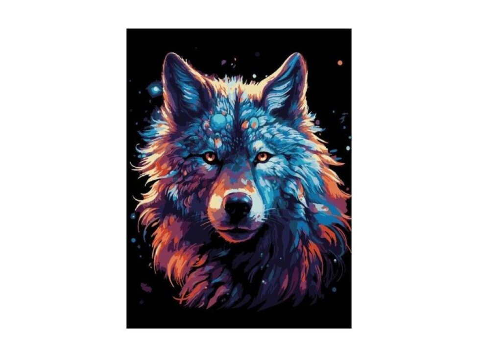 Malování na černé plátno 30 x 40 cm, vlk