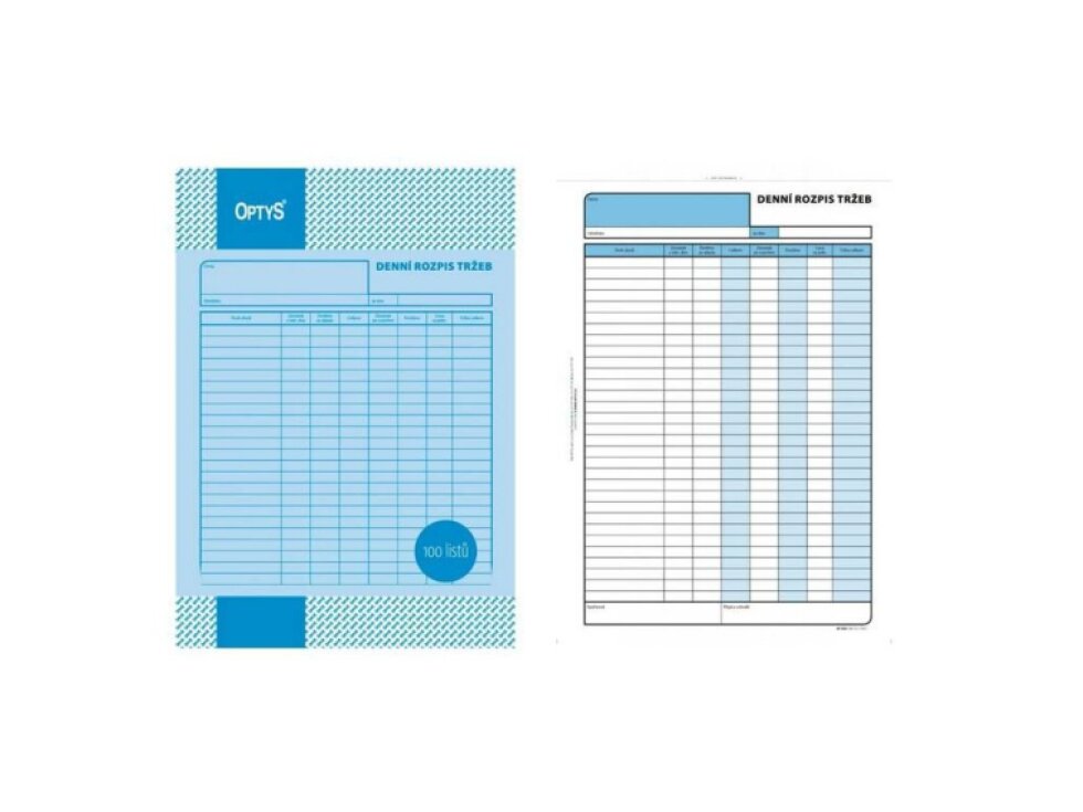 Denní rozpis tržby, A4, 100 listů, OPTYS 1054