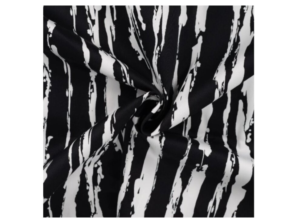 Saténový úplet - Pruh černo-bílý š.140