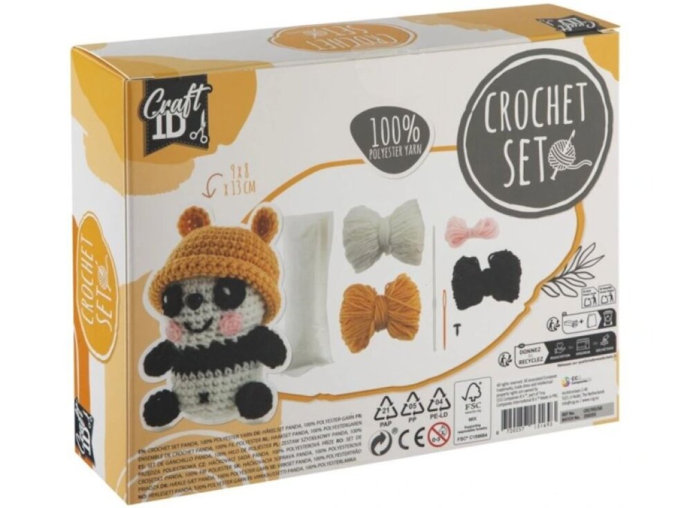 Háčkovaná - Panda, 9x8 x13 cm