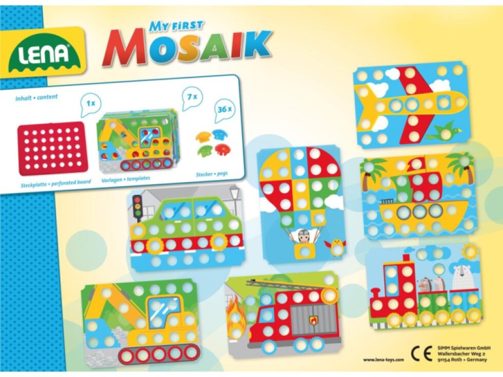 Mozaika klobouček doprava 3,2cm hladký 36ks + předlohy 7ks pro nejmenší