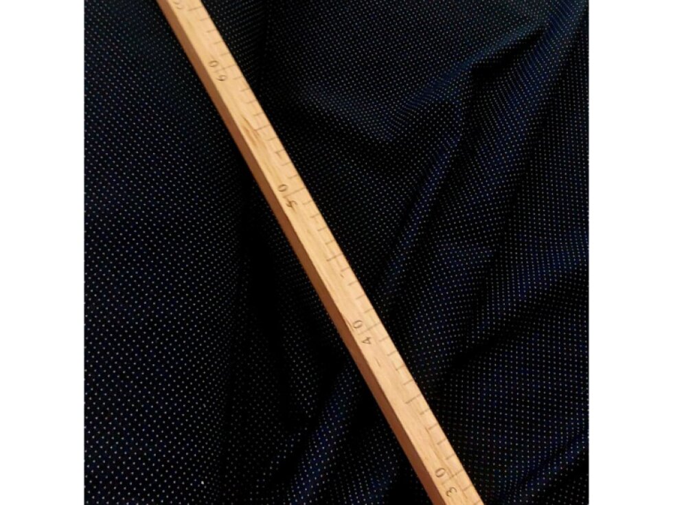 Viskózový úplet - Bílé puntíky na tm. modré