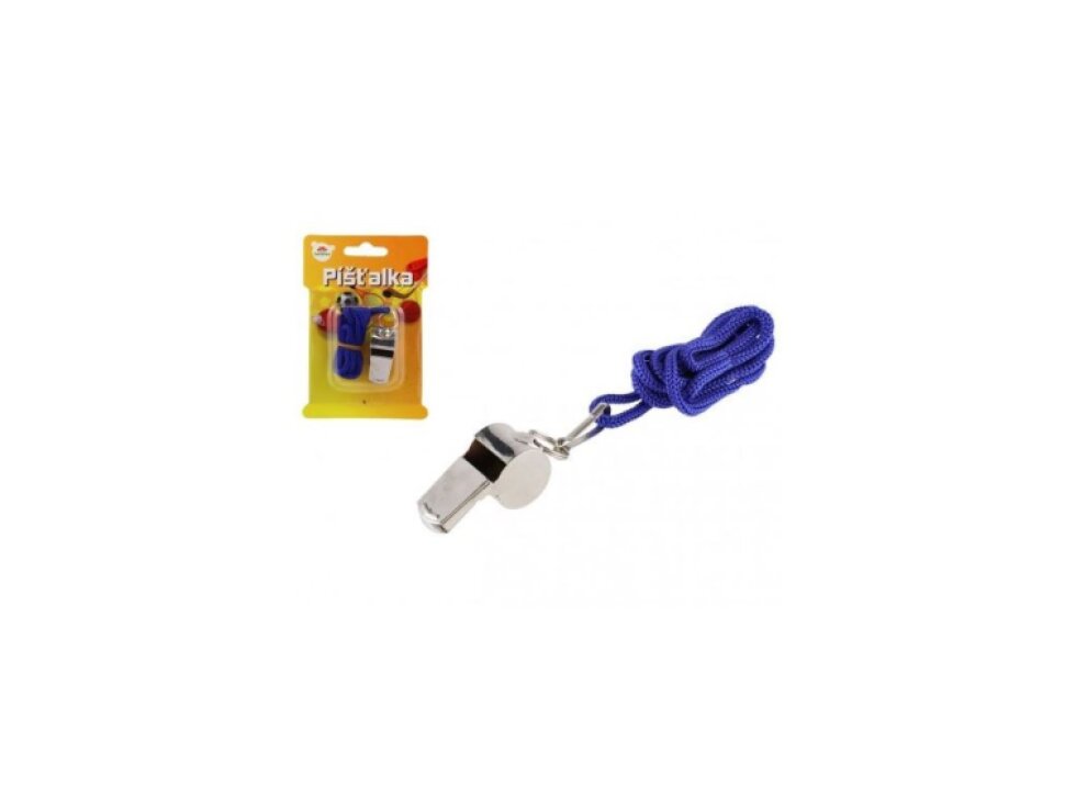 Píšťalka se šňůrkou kov/látka 5cm