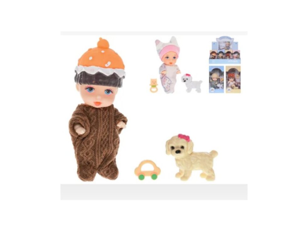 Miminko 9,5cm s pejskem 3druhy v krabičce 24ks v DBX