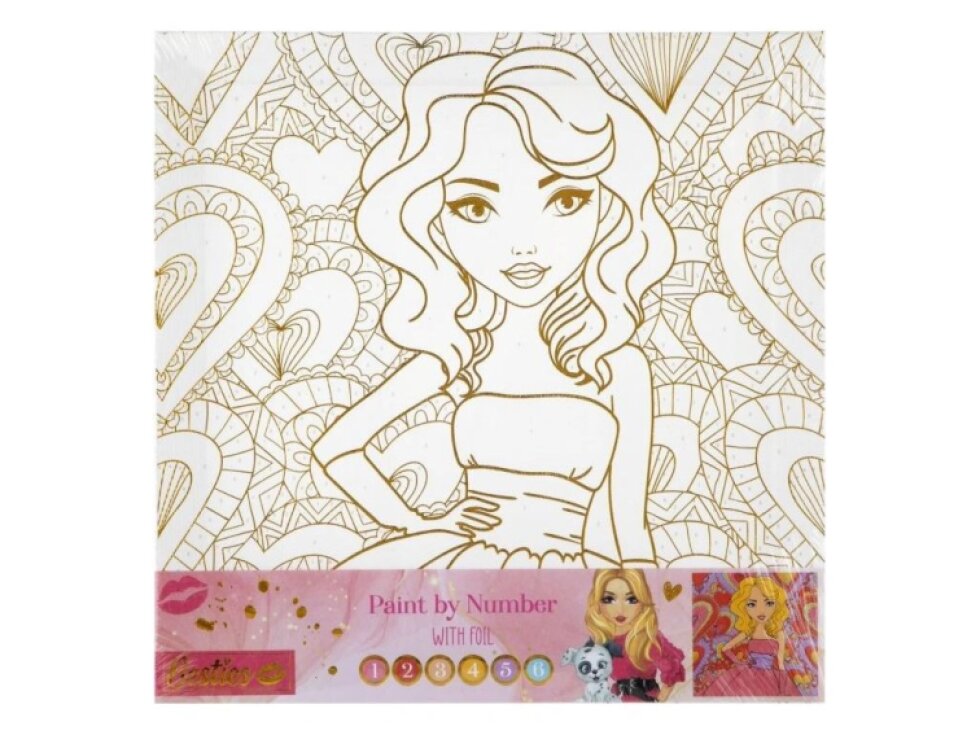 Malování na plátno se zlatou konturou, dívka