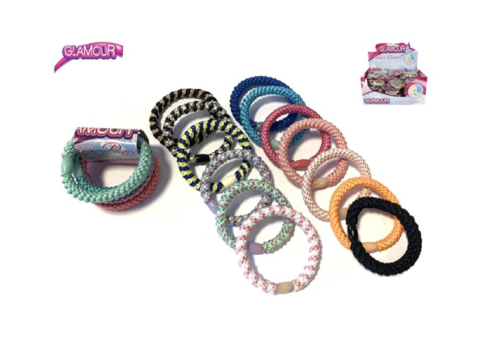 Glamour náramek/gumička do vlasů textilní 4ks