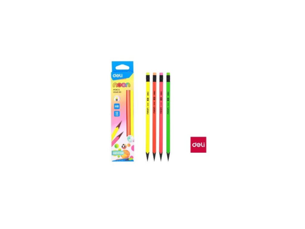 Tužka HB s gumou, trojhranná NEON BLACK