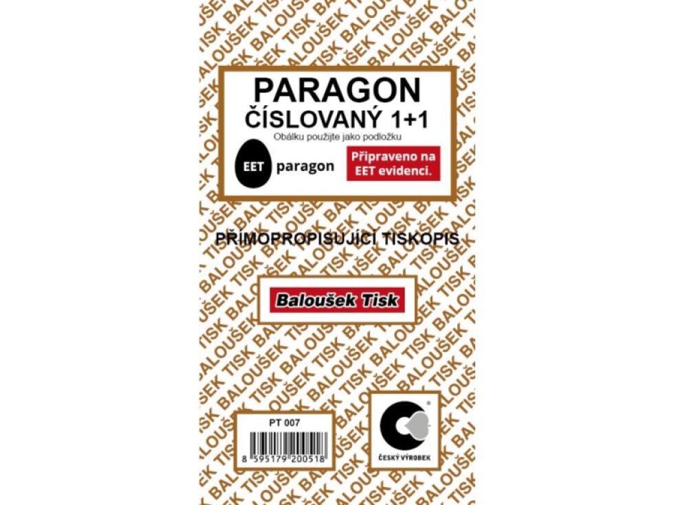 Paragon propisovací číslovaný - PT 007
