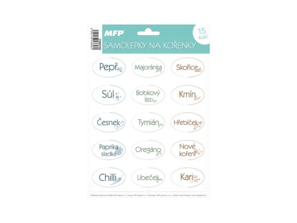 Samolepky na kořenky 16,2x23cm koření