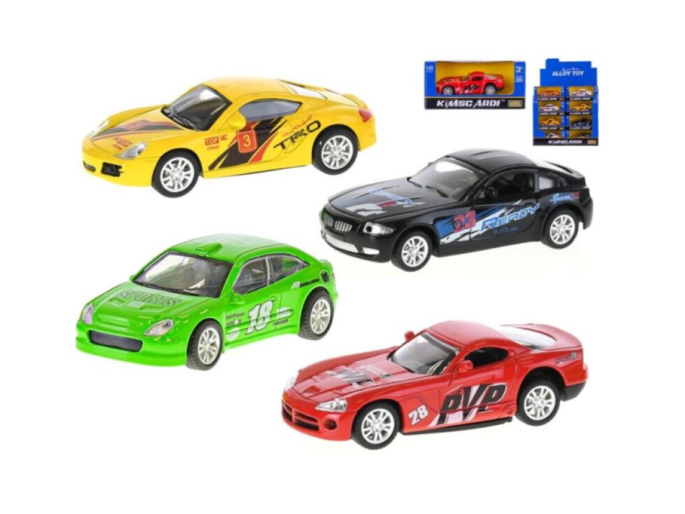 Auto závodní 9-10cm kov 1:43 na zpětný chod