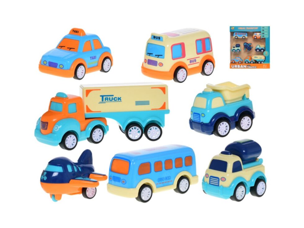 Vozidla 6,5-14cm zpětný chod/na setrvačník 7ks