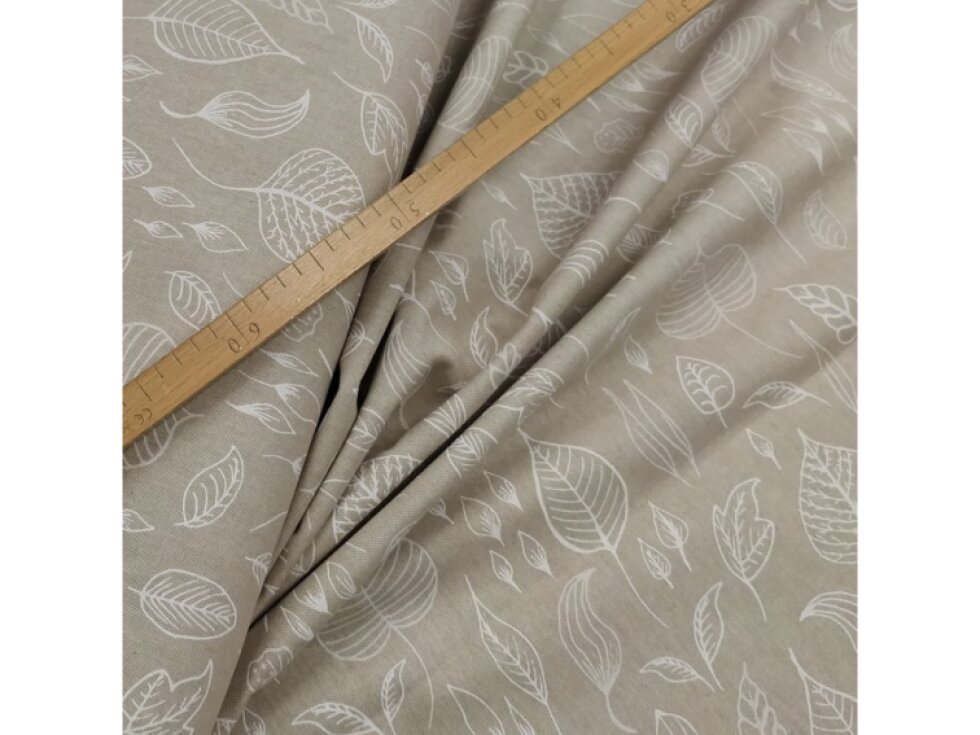 Potahová látka - Lístečky, smetanová