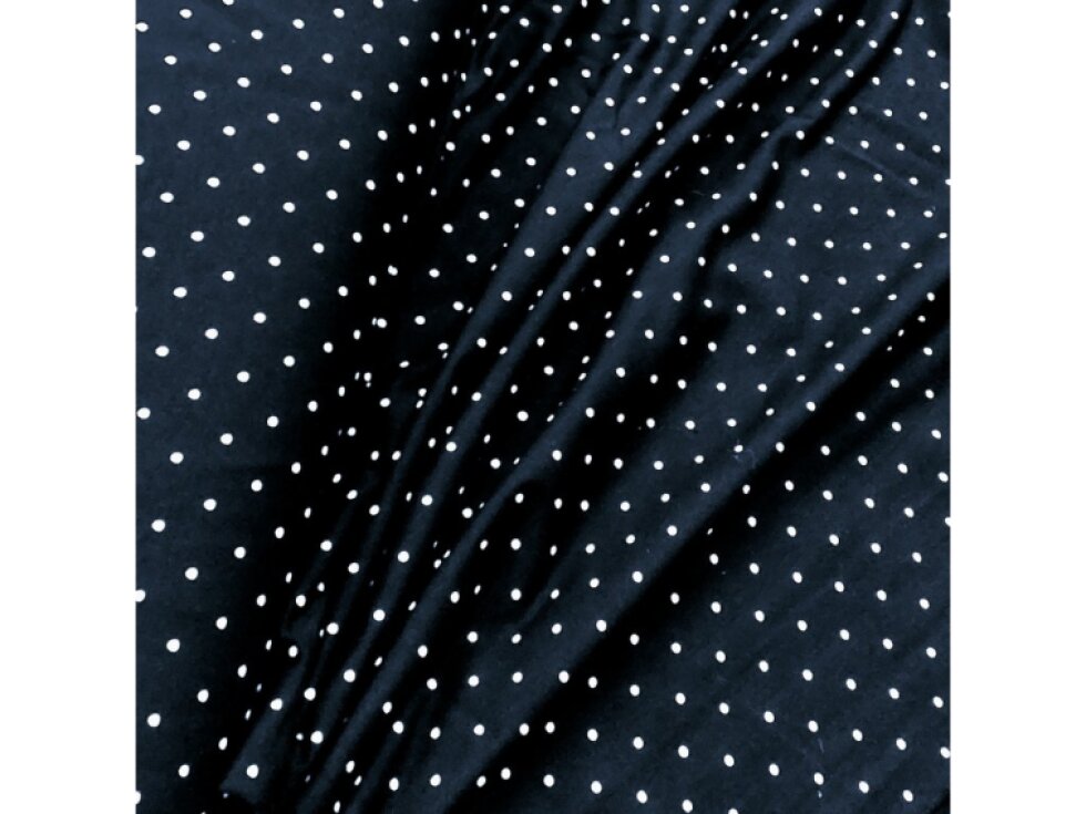 Teplákovina - Puntíky na tmavě modré š. 180cm
