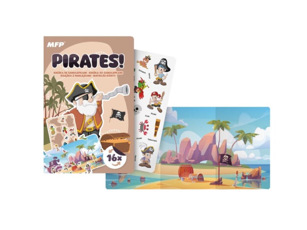 Samolepková kniha Piráti, 12x18cm, 16 samolepek