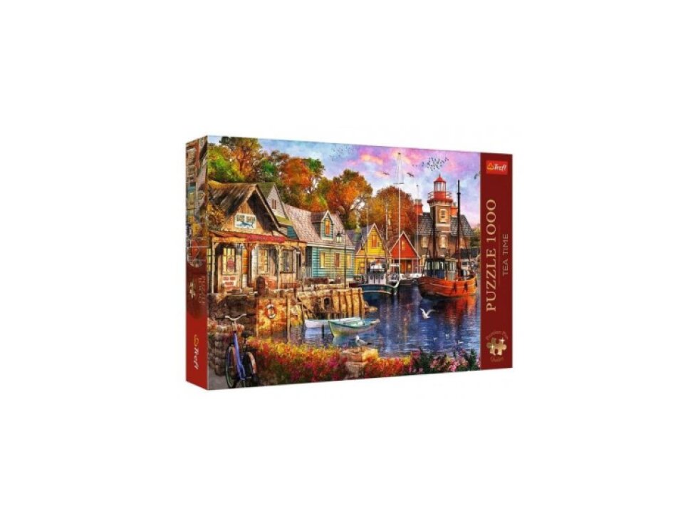 Puzzle Premium Plus - Čajový čas: Přímořský přístav 1000 dílků 68,3x48cm