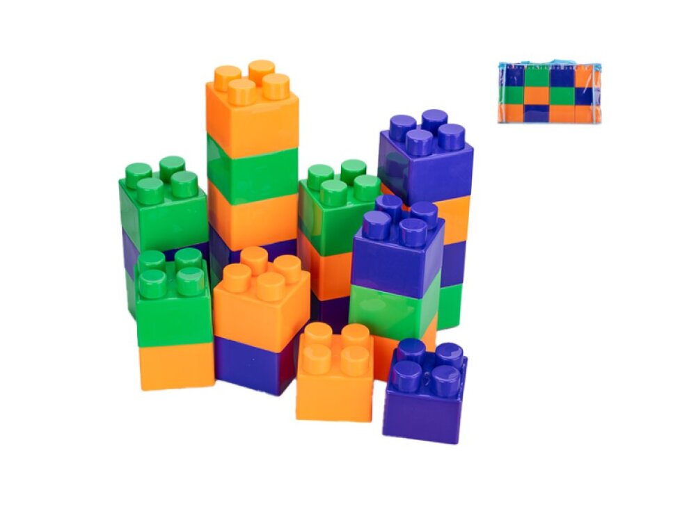 Kostky stavební - 9 cm - 24 ks v tašce