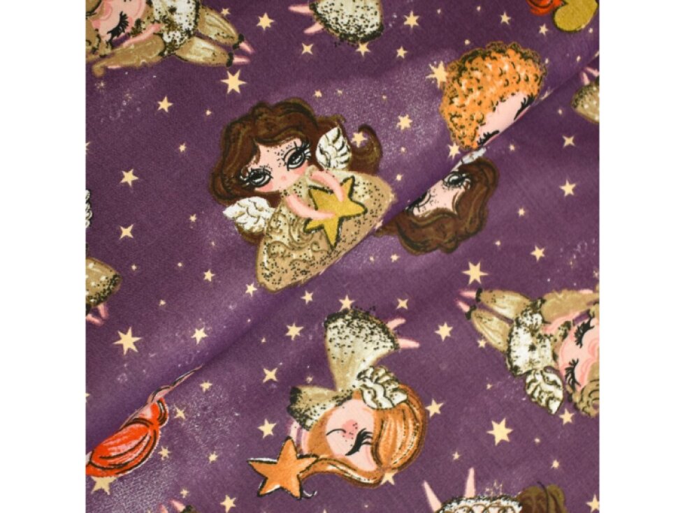 Plátno - Andílci na fialkové