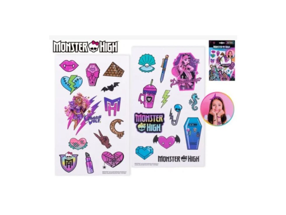 Monster High sada tetování v papírové kartě