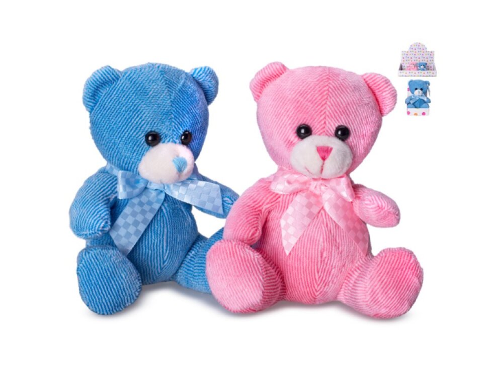 Medvídek plyšový 12cm sedící s mašlí