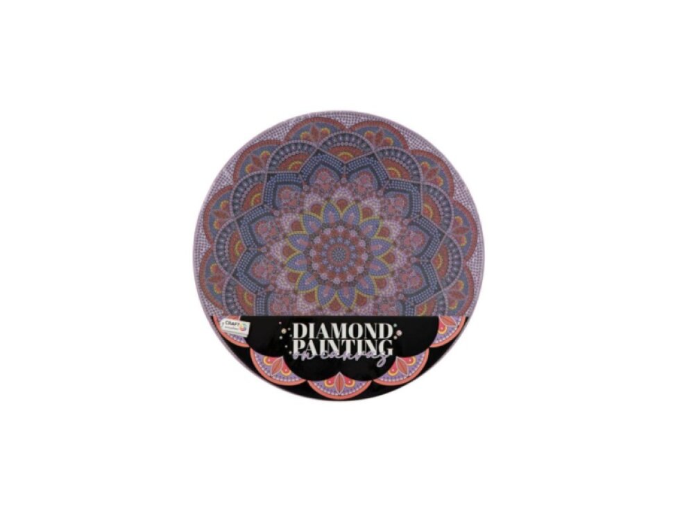 Kreativní sada diamantové malování mandala - květina fialová na kulatém plátně 30cm