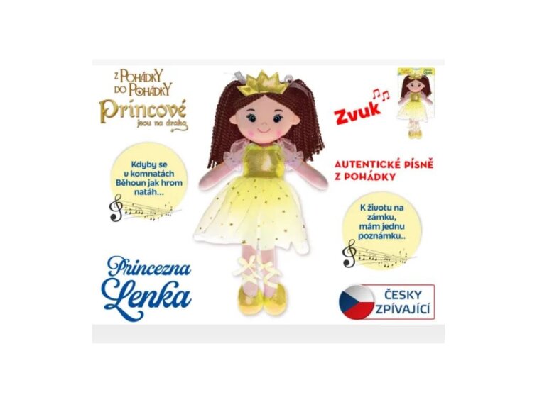 Panenka Princezna Lenka 35cm měkké tělo na baterie česky zpívající 0m+