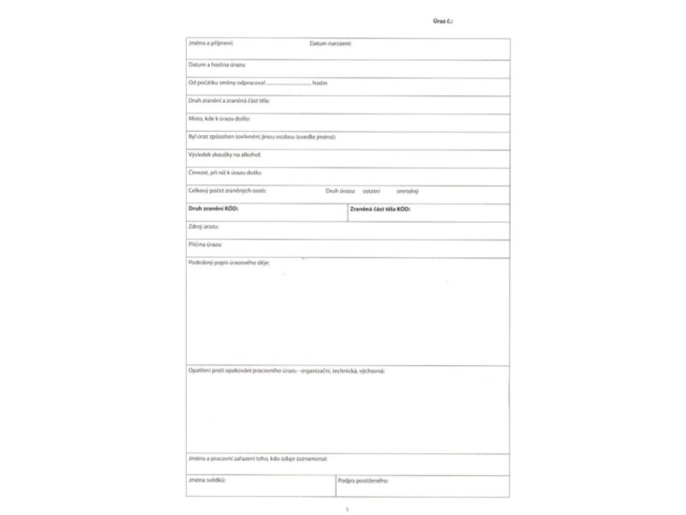 Kniha úrazů a poranění - OP 1229